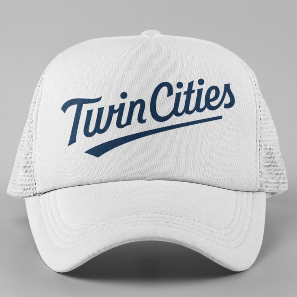 NEW Minnesota Twins Twin Cities Script Foam Trucker Snapback Hat WHITE